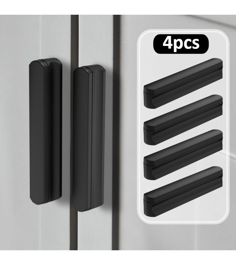 4 Pack Cabinet Drawer Handles Multipurpose Kitchen Wardrobe Door Pulls with Screws Black - Image 1