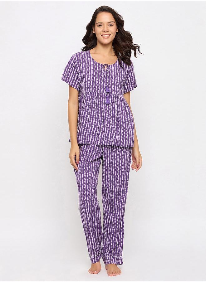Clovia All Over Print Top & Pyjama Set by Styli  - Image 1
