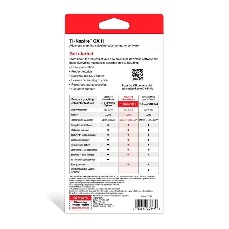 تاكساس إنسترومنتس حاسبة الرسوم البيانية الملونة من تكساس إنسترومنتس TI-Nspire CX II مع برنامج للطلاب (كمبيوتر شخصي/Mac) - Image 2