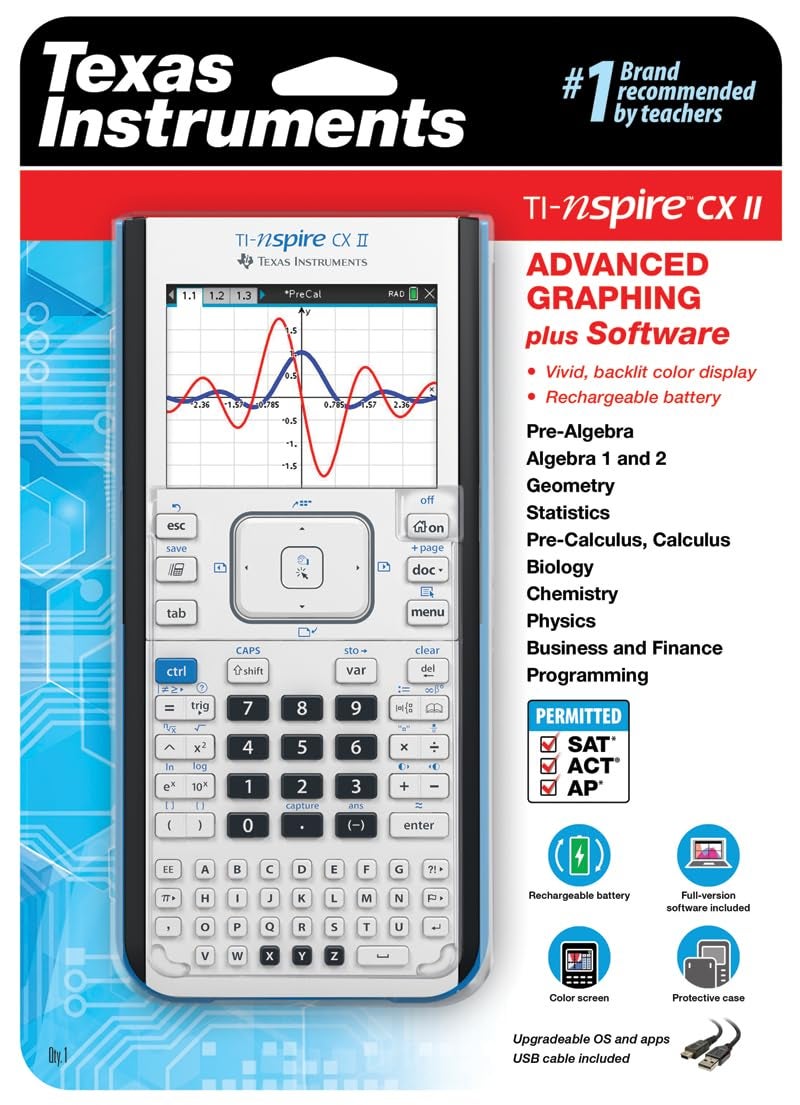 تاكساس إنسترومنتس حاسبة الرسوم البيانية الملونة من تكساس إنسترومنتس TI-Nspire CX II مع برنامج للطلاب (كمبيوتر شخصي/Mac) - Image 5