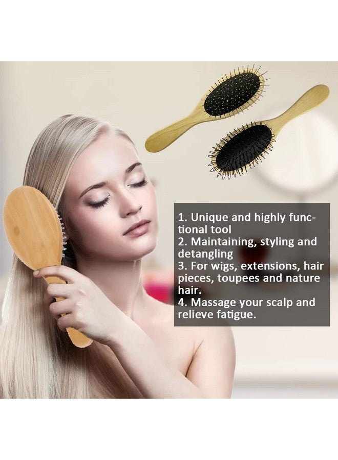 Amirce Wig Brush For Synthetic Wigs Detangling Wigs Professional Wood Handle Hair Comb Wig Brush Setwb1 - Image 3