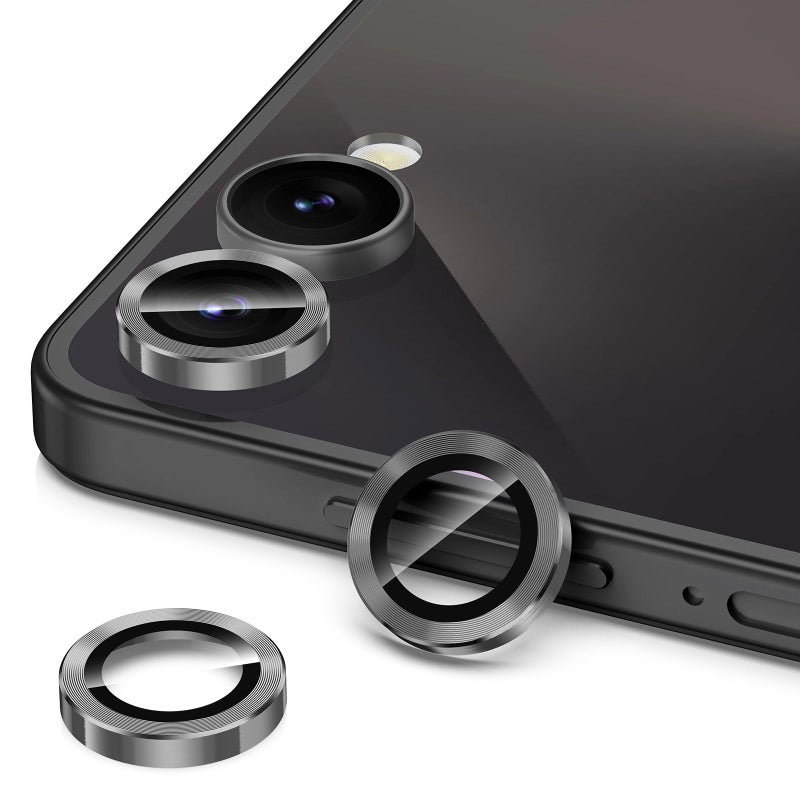 Avocase for Samsung Galaxy Z Flip 7 Camera Lens Protector, Individual Metal Ring Tempered Glass Lens Cover, [Strong Adsorption] Scratch Resistant Ultra-Thin HD Clear Lens Cover, 1 Set-Black - Image 2