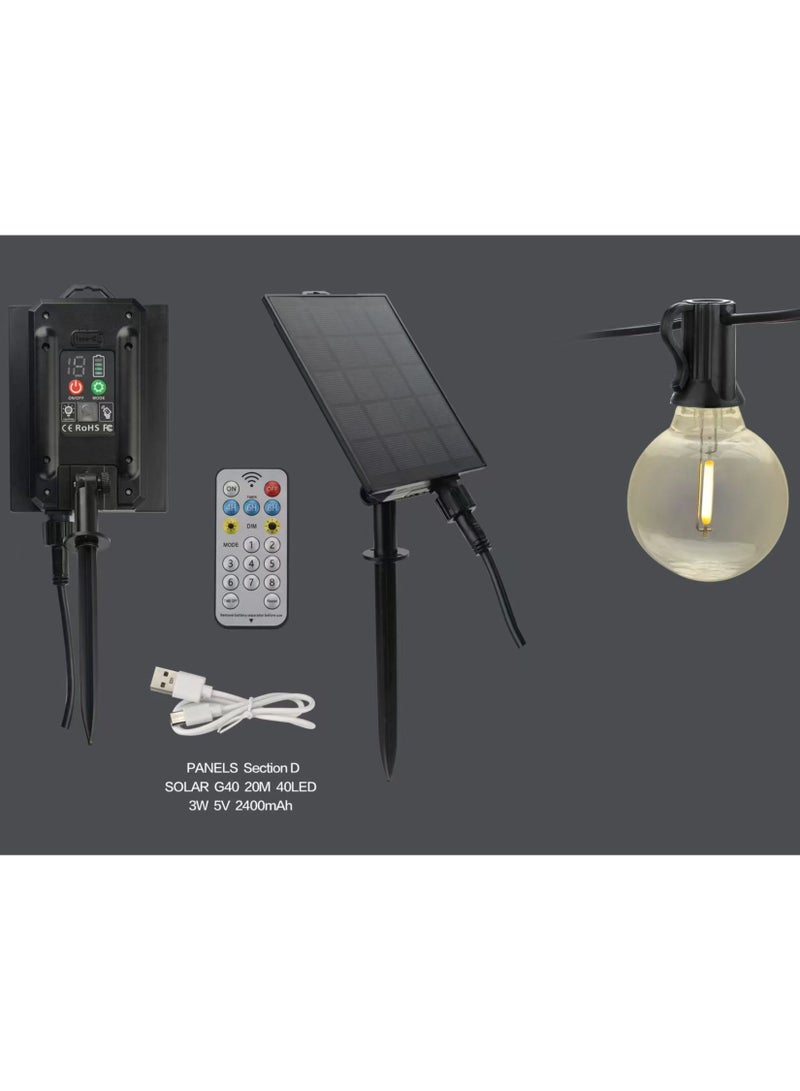 Smart Rahah Solar Powered  String Lights, 20M 3W 5V 2400mAh Auto On/Off Weatherproof Decorative Lighting for Garden, Patio, Yard (IP65, UV-Resistant PC Cover)  - Image 2