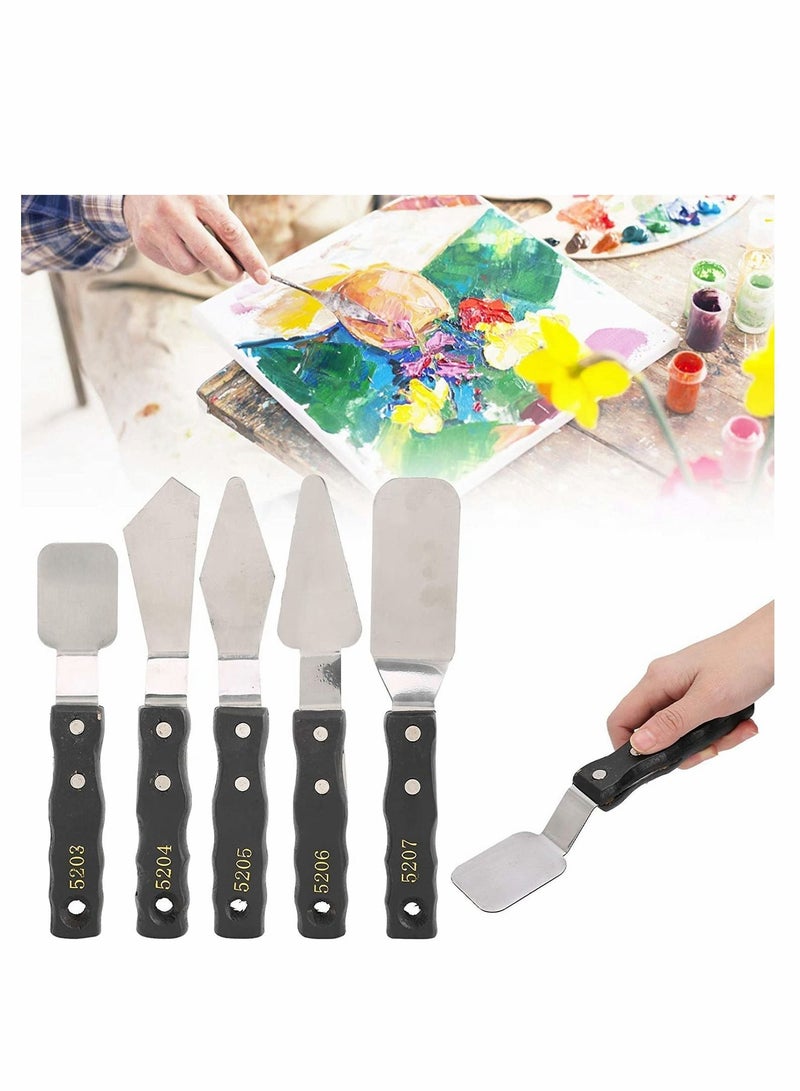 Large Painting Knife Set, 5 Pcs Pallet Set Mixing Scraper Stainless Steel Spatula Palette Oil Accessories Tools for Color Acrylic Supplies - Image 1