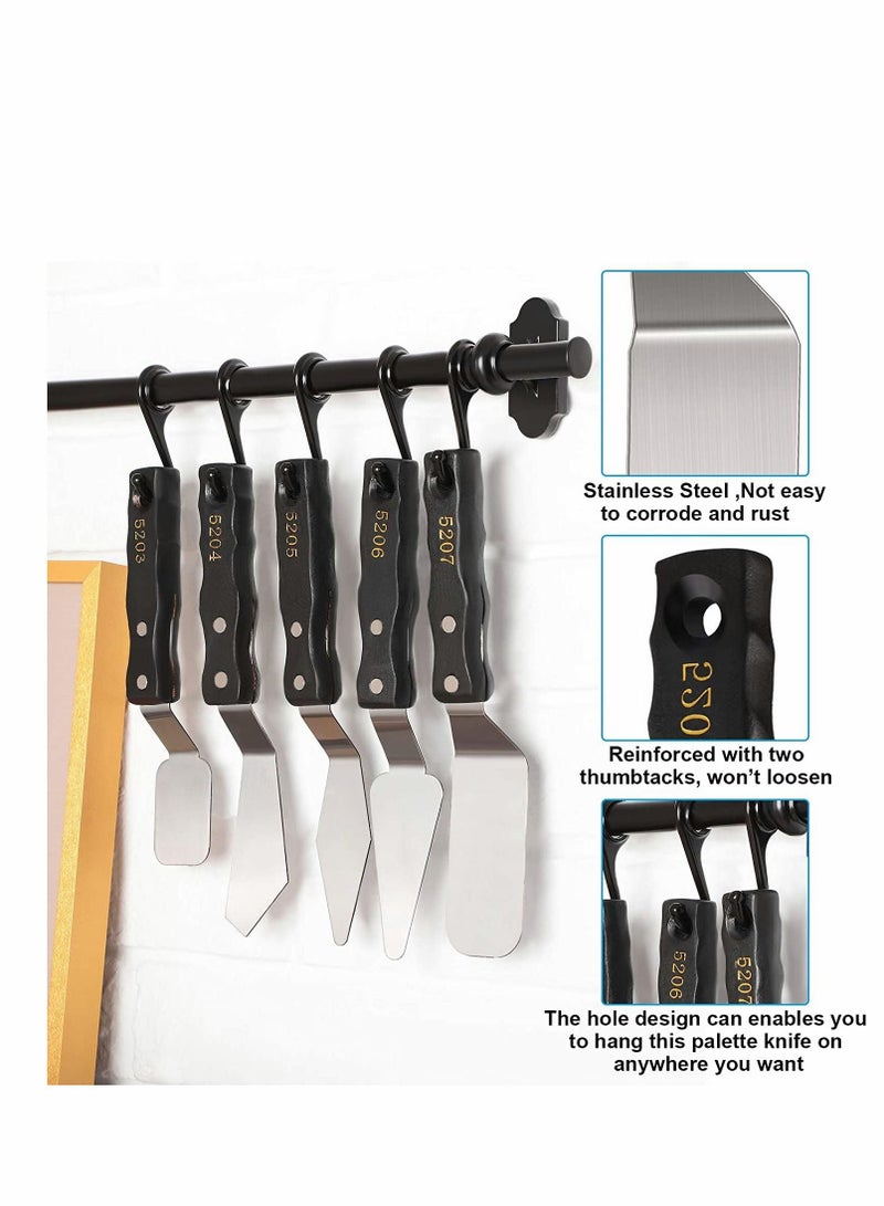 Large Painting Knife Set, 5 Pcs Pallet Set Mixing Scraper Stainless Steel Spatula Palette Oil Accessories Tools for Color Acrylic Supplies - Image 2