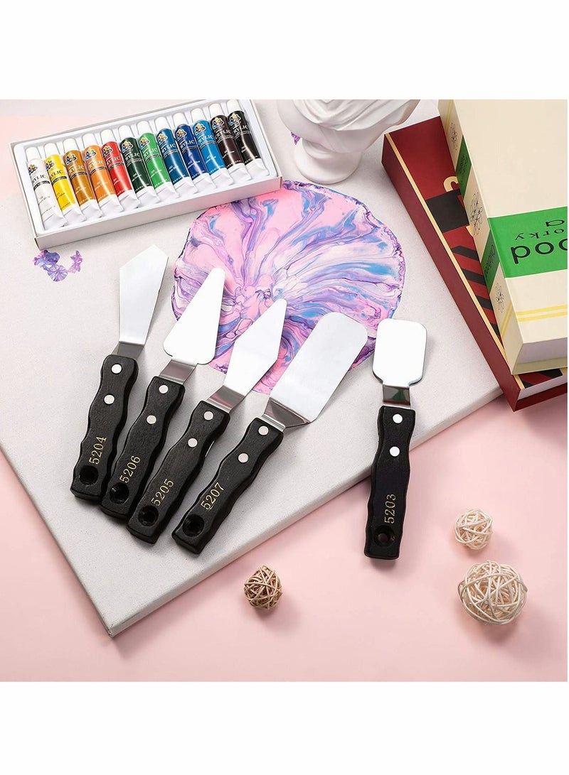Large Painting Knife Set, 5 Pcs Pallet Set Mixing Scraper Stainless Steel Spatula Palette Oil Accessories Tools for Color Acrylic Supplies - Image 5