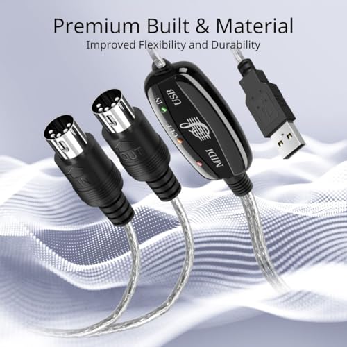 TNP Products TNP MIDI Cable Set to USB with Type C Adapter 2 in 1 MIDI Piano USB Cord from PC to Keyboard, Synthesizer, Electronic Drum, Electric Blow Pipe, 16 Channels for Windows, Mac, and Android - Image 3