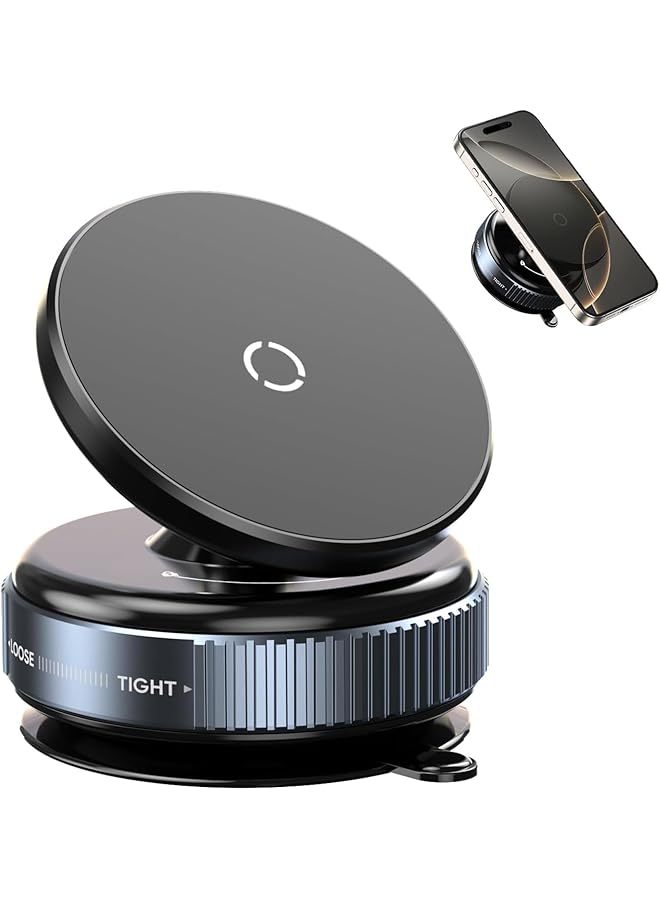 S-TOP Car Phone Holder - Magnetic Vacuum Suction Mount, 360° Adjustable Phone Holder Car for Mirror/Wall/Gym, Quick Lock Compatible with iPhone & Android - Image 1