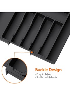 Hanayo Silverware Drawer Organizer Kitchen Drawer Organizer Durable Cutlery Holder  Expandable Utensil Tray for Kitchen Adjustable Plastic Storage Dividers for Spoons Forks Knives(Black)  - Image 2