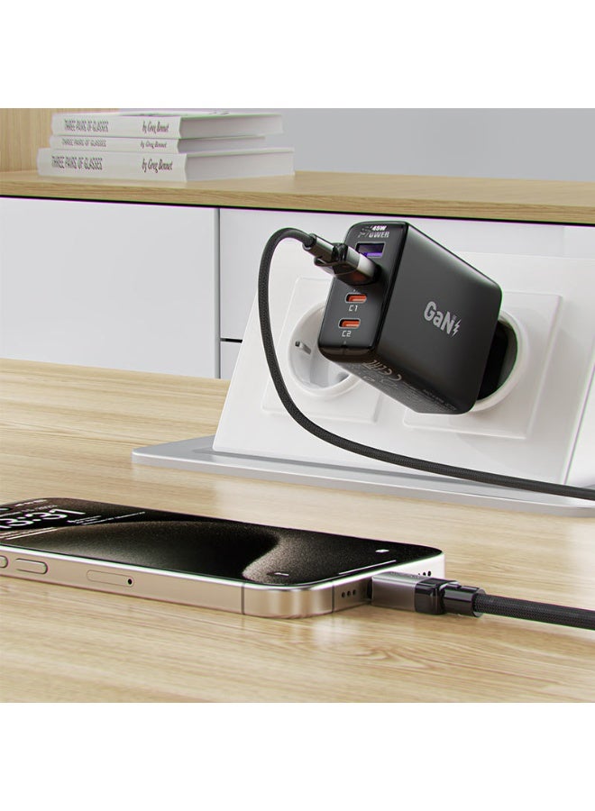 ACEFAST Charging Data Cable C9-04 USB-A to USB-C Fast Charging Cable, 1.2m Length, Durable Zinc Alloy Connectors, Nylon Braided Exterior - Black - Image 2