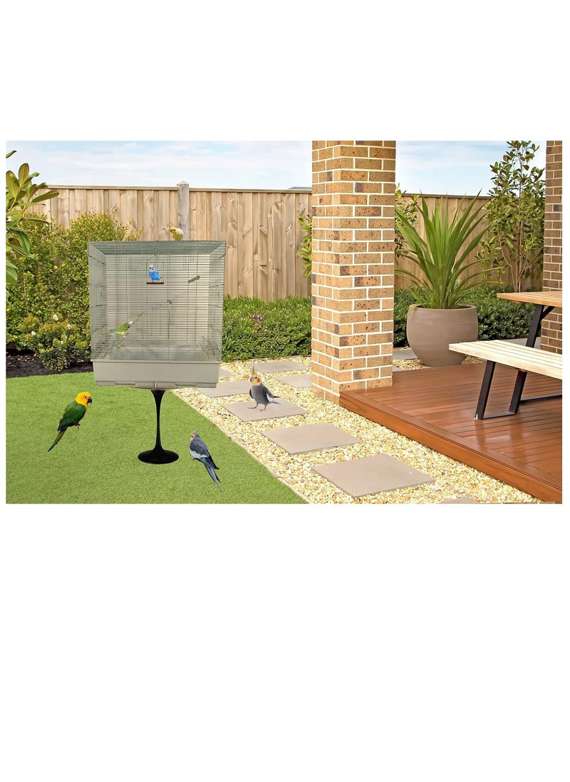 NNC PETS Bird Cage - Parrot Cage with Food Box, Metal Construction with Plastic Base, Entertaining Indoor Use, Easy to Assemble (80 cm Height)  - Image 2