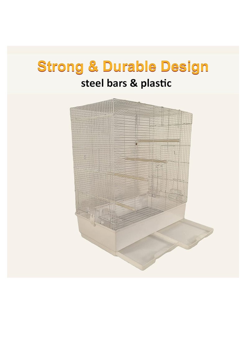 NNC PETS Bird Cage - Parrot Cage with Food Box, Metal Construction with Plastic Base, Entertaining Indoor Use, Easy to Assemble (80 cm Height)  - Image 5