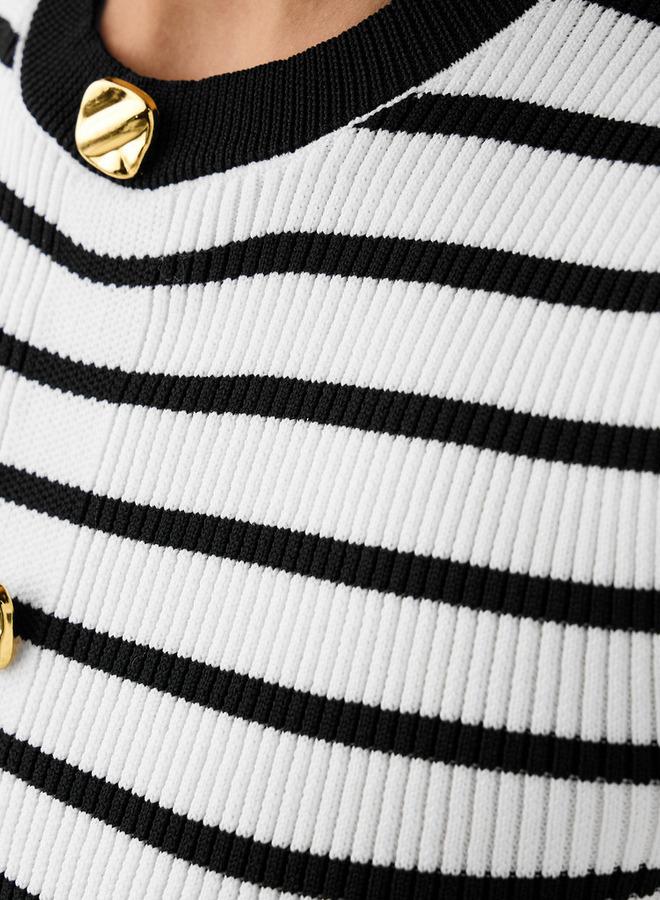 2Xtremz Striped Crew Neck Peplum Top With Belt - Image 4