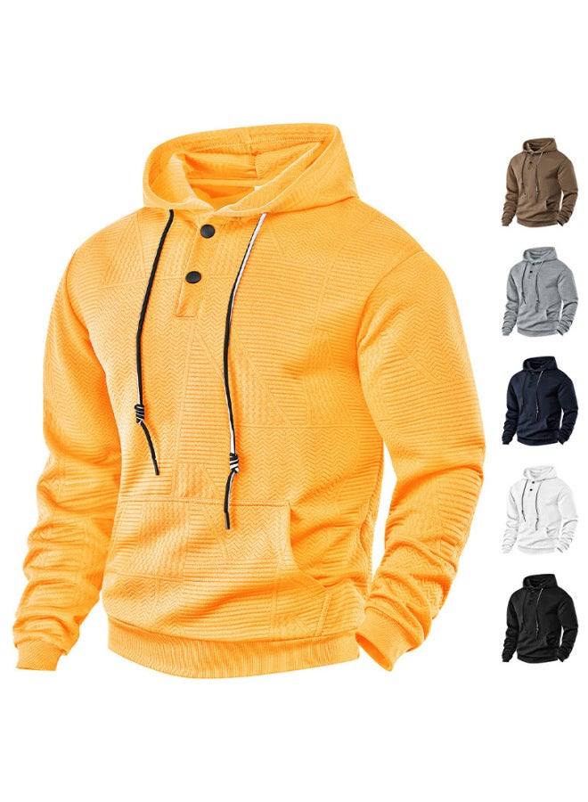 SPRING And Autumn New Style Pullover Solid Color Casual Sports Loose Trendy Long-sleeved Hooded Sweatshirt For Men - Image 2