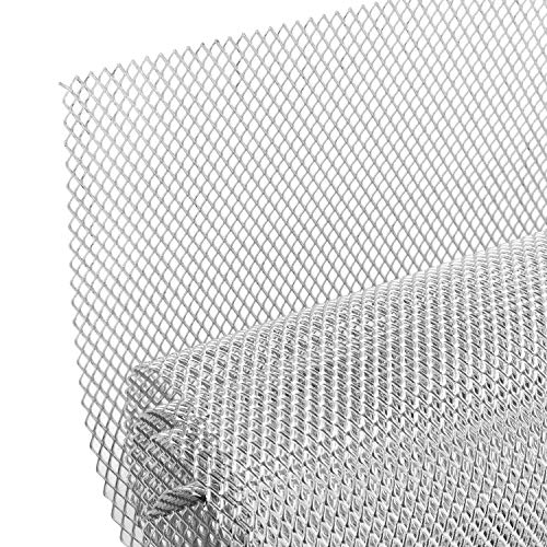 AggAuto Universal 40"x13" Car Grill Mesh - Aluminum Alloy Automotive Grille Insert Bumper Rhombic Hole 3x6mm, One of the Most Multifunctional Shape Grids Silver - Image 1