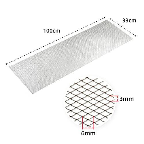 AggAuto Universal 40"x13" Car Grill Mesh - Aluminum Alloy Automotive Grille Insert Bumper Rhombic Hole 3x6mm, One of the Most Multifunctional Shape Grids Silver - Image 4