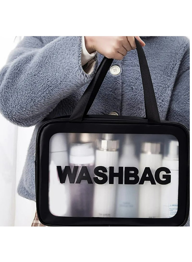 حقيبة مكياج محمولة كبيرة السعة مقاومة للماء للفتيات حقيبة تخزين مستحضرات التجميل للسفر مصنوعة من مادة PVC - Image 4