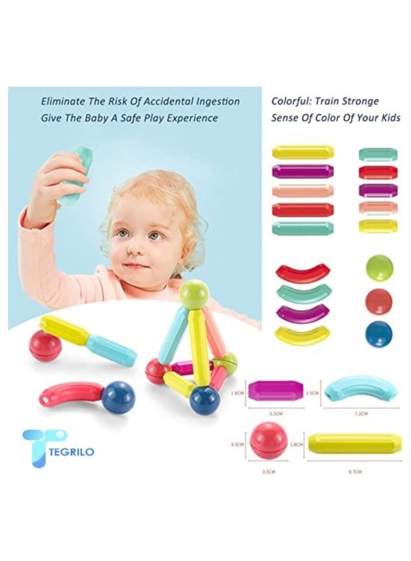 42 PCS Magnetic Building Blocks Toy, Stacking Stick Rods and Ball Educational Construction Puzzle for Kids  - Image 2