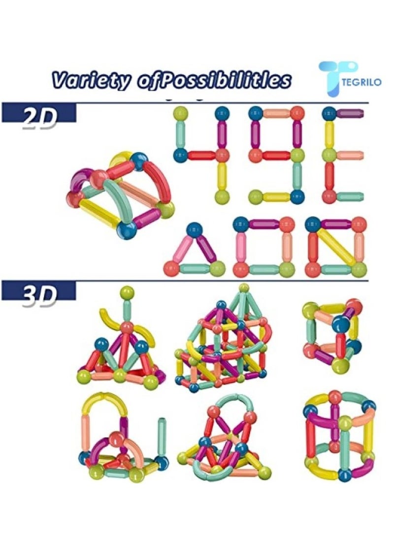 42 PCS Magnetic Building Blocks Toy, Stacking Stick Rods and Ball Educational Construction Puzzle for Kids  - Image 3