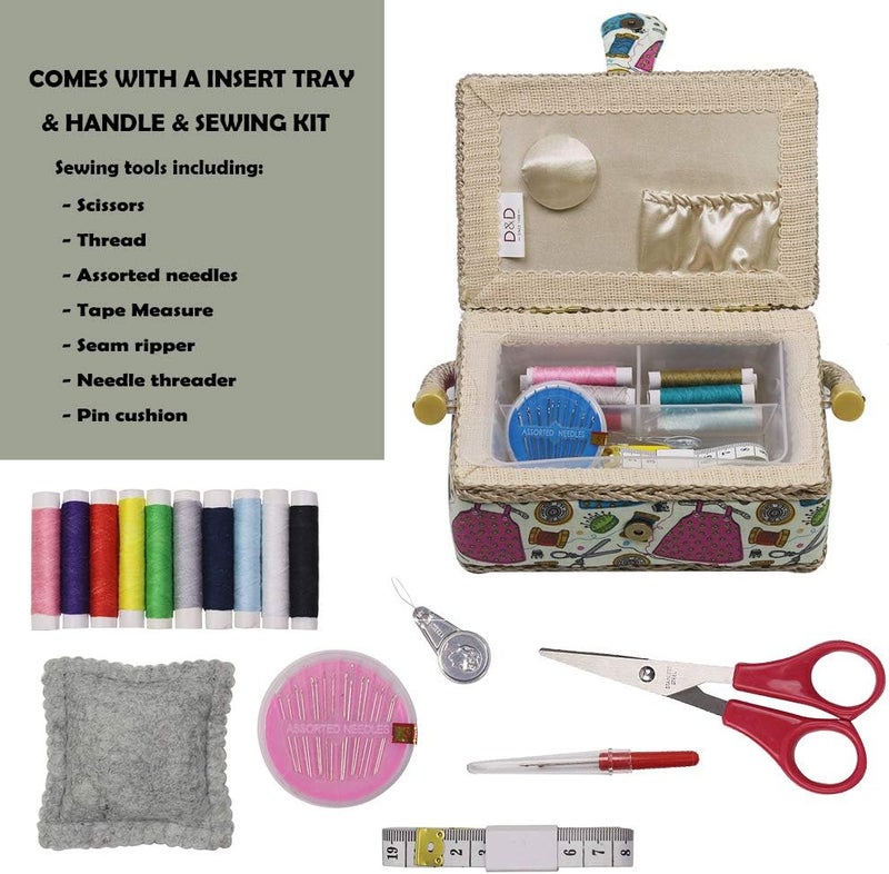 DD Samll Sewing Basket Organizer with Mini Sewing Kit Accessories for Kids/Girls/Beginners Christmas Birthday Gift - Image 2