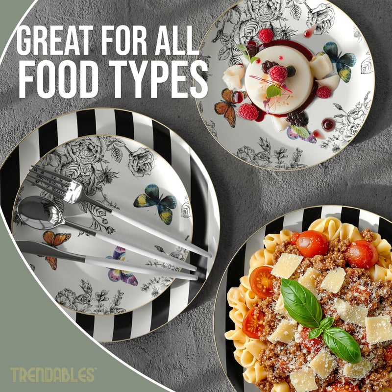 Trendables Floral Paper Plates 8.5 Inch & 10.5 Inch 40 Pcs Dinner Plate Set Fancy Disposable Plates for Party for 20 Guests 20 X 8 & 20 X 10 Large & Small Paper Plate Set for Parties Monarch - Image 5