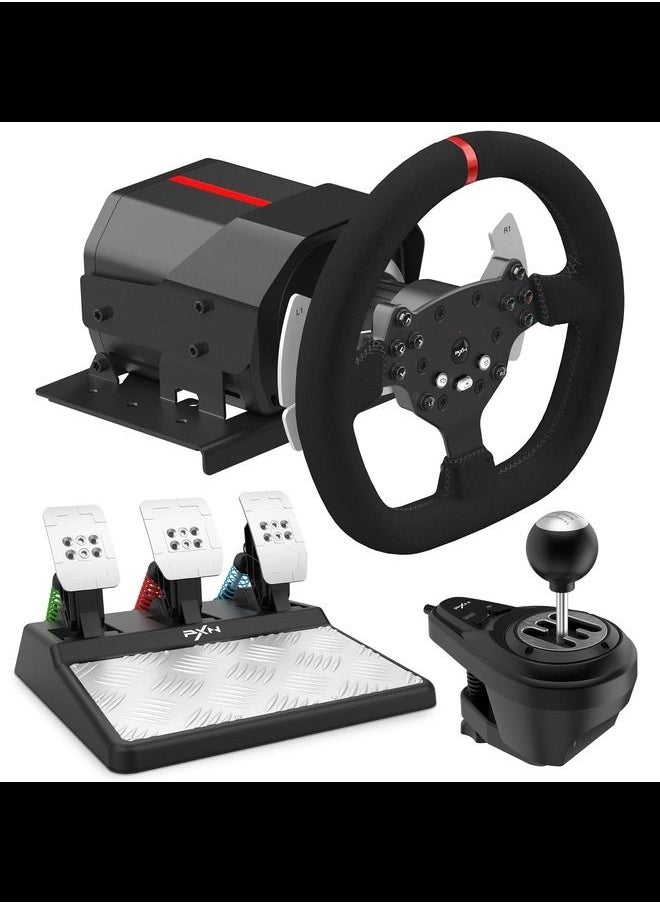 PXN - PXN V10 270/900° Game Steering and Magnetic Pedals Shifter Dual Paddle Design for PS4/XBOX S/X /XBOX Series X/S /PC (Windows 7/8/0 /11) - Image 1
