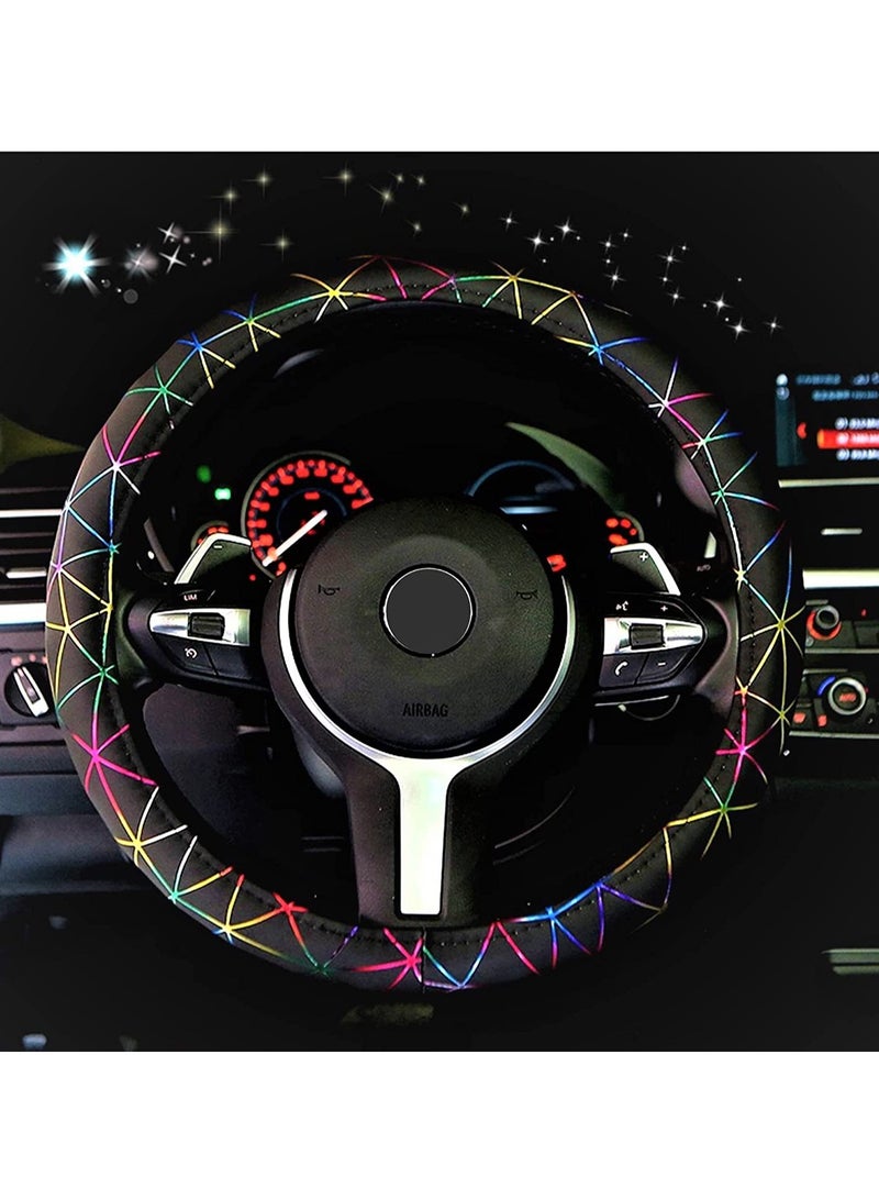 SYOSI Colorful Leather Steering Wheel Cover, Universal Fit 14.5-15.25 inch Steering Wheel Covers for Car Truck for SUV, Breathable, Anti Slip & Odor Free, Warm in Winter and Cool in Summer for Man Woman - Image 1