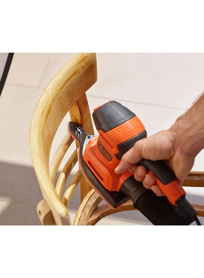 BLACK+DECKER 200W 4-in-1 Multi Sander with Interchangeable Base, Orange/Black - BEW200-GB, 2 Years Warranty Orange/Black - Image 4
