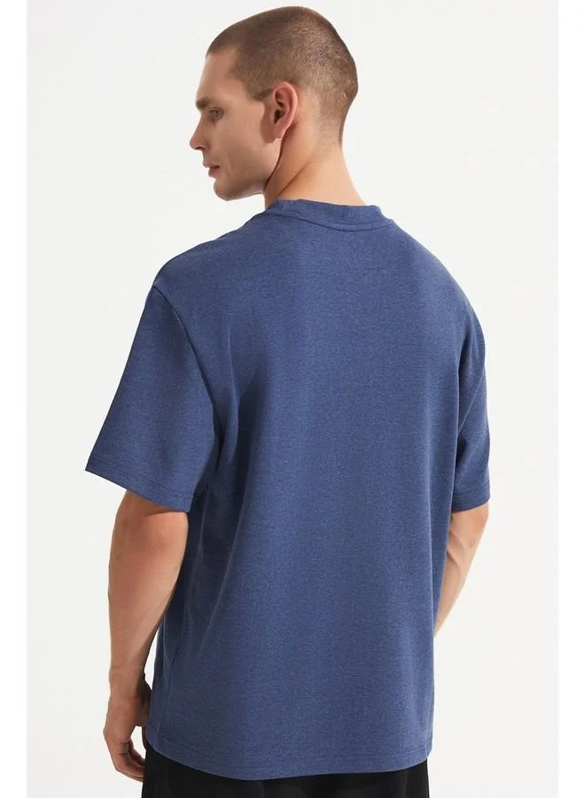JUNE June Men Oversize 100% Cotton Crew Neck Tshirt Indigo