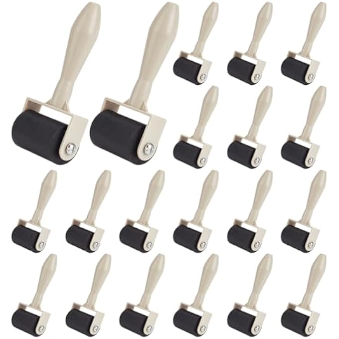 20PCS RUBBER BRAYER ROLLERS ART CRAFT OIL PAINTING TOOL ROLLER WITH PLASTIC HANDLE FOR GLUING PRINTING INKING BLOCK PAPER CRAFTING PRESS PRINTMAKING WALLPAPER - Image 1