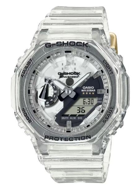 Casio Women Watch- G-SHOCK 40th Anniversary CLEAR REMIX Digital Analog White Dial Resin Transparent Band GMA-S2140RX-7ADR