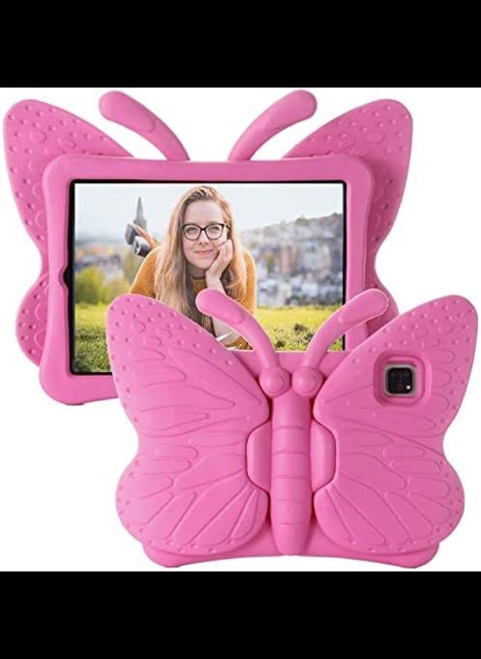 Kids 3D Butterfly EVA Case for iPad Air 4 10.9 iPad Pro 11 2020 2018, Rose Red