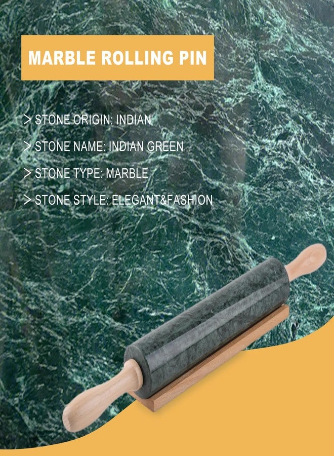Koville Marble Rolling Pin, Non-Stick Dough Roller, Rolling Pin for Baking,Pasta, Dumpling, Ravioli, Fondant,Pie Crust, Kitchen Baking Pastry Tools(Indian Green) - Image 4