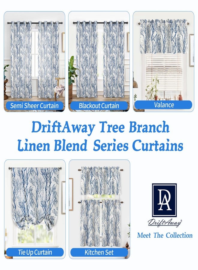 DriftAway ستارة دريفت أواي المبطنة بالكتان والمزينة بفروع الأشجار، ذات طبقتين عازلتين للحرارة، تحجب الضوء تمامًا، مزودة بجيب للعمود مقاس 3 بوصات، ستارة قصيرة للنوافذ، مناسبة لغرفة المعيشة والحمام، مقاس 52 بوصة × 14 بوصة، لون أزرق - Image 5