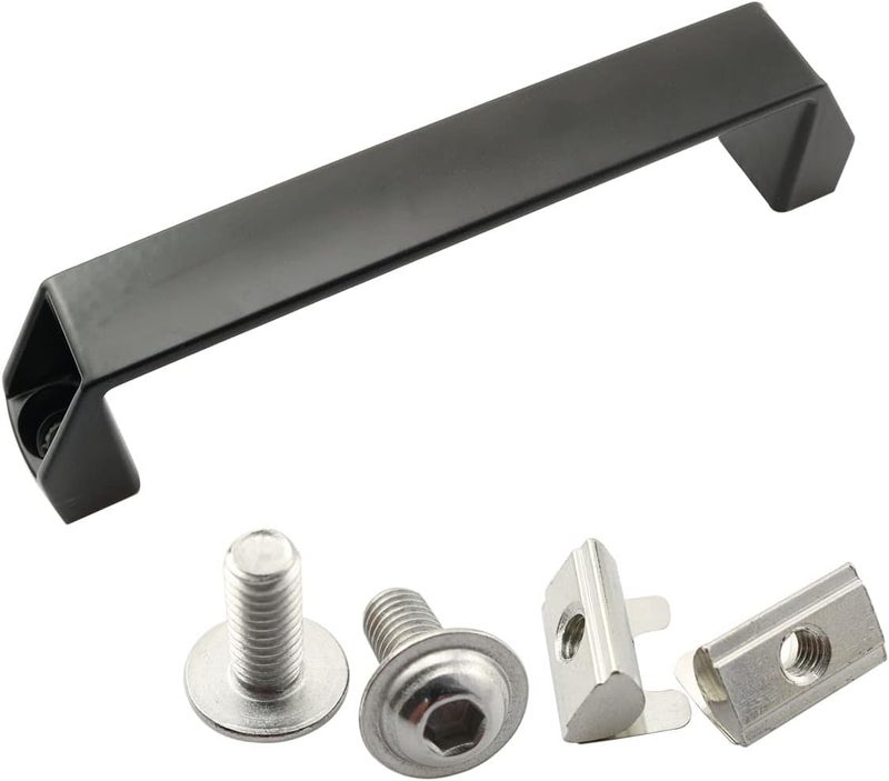 PZRT Black Aluminium Alloy Handle Rectangular Industrial Pull Handle for 30/40 Series European Standard Aluminum Extrusion Profile Accessories 180mm - Image 1