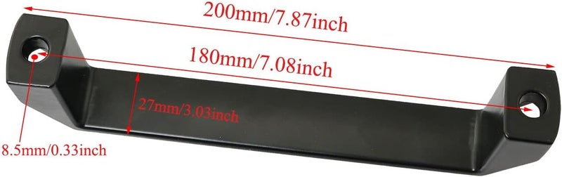 PZRT Black Aluminium Alloy Handle Rectangular Industrial Pull Handle for 30/40 Series European Standard Aluminum Extrusion Profile Accessories 180mm - Image 3
