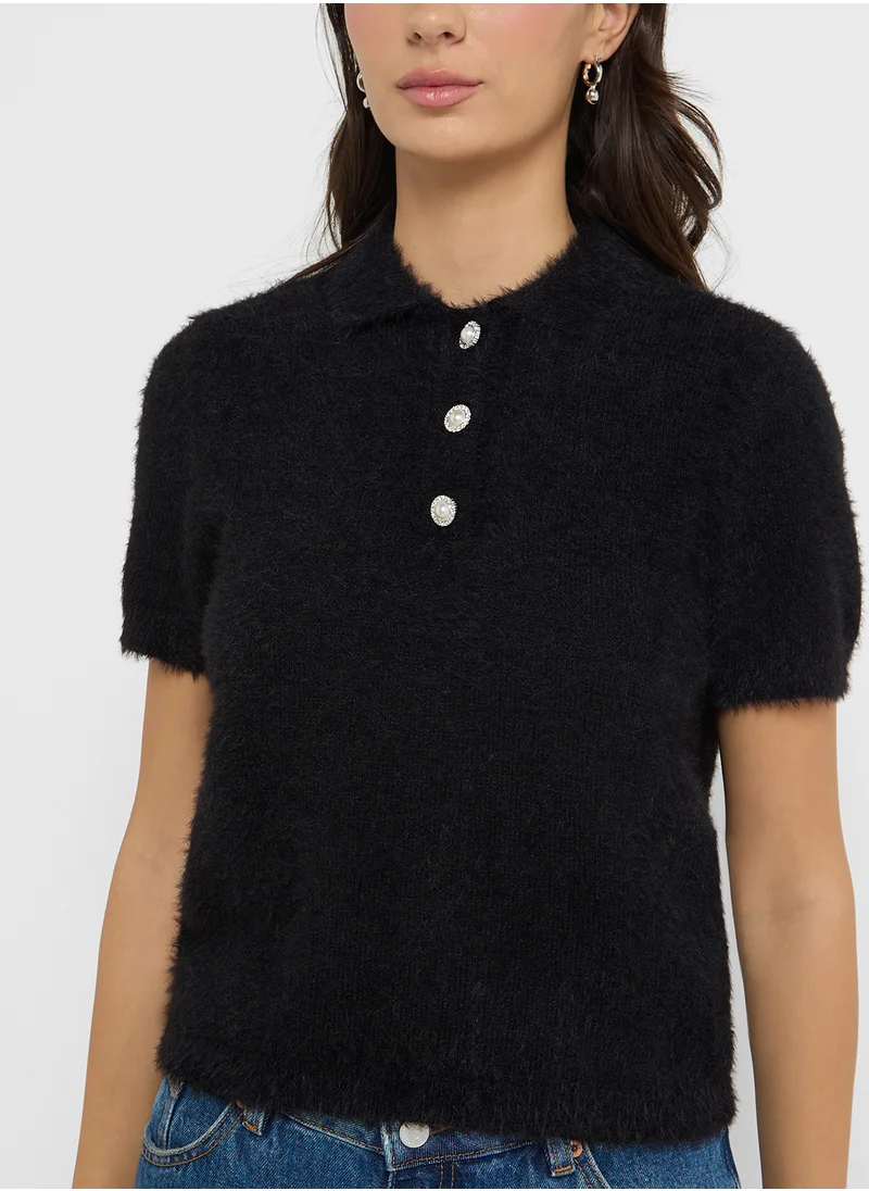 فيرو مودا Buttoned Neck Knitted Sweater