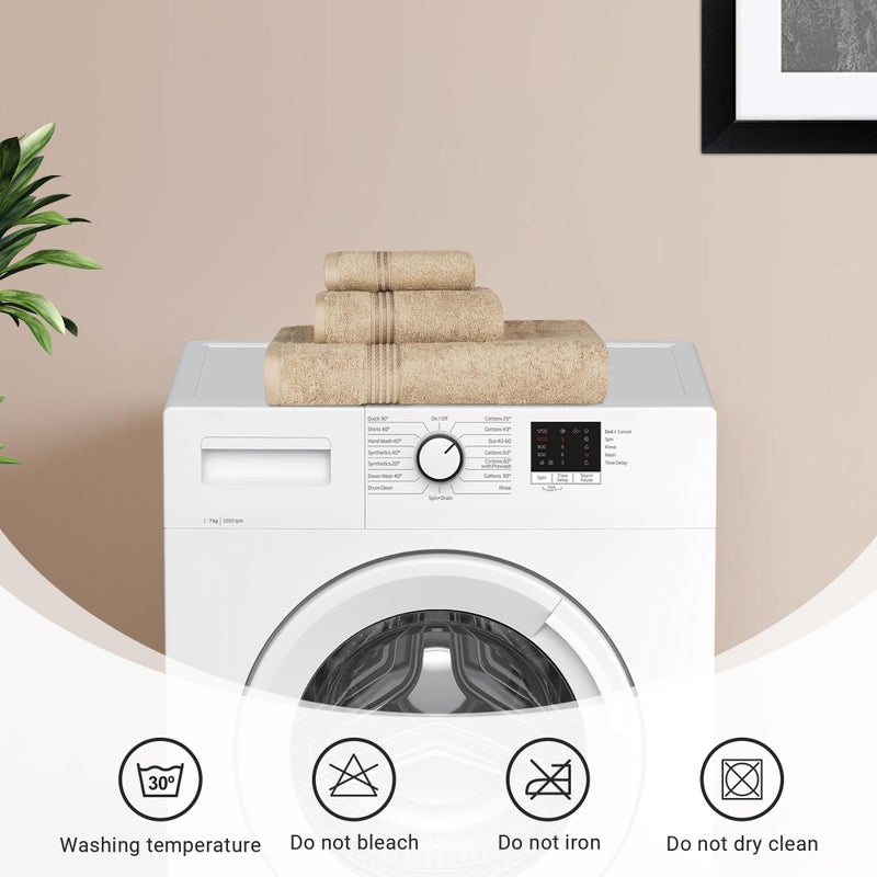 سوبيريور مناشف مصرية ساحة من المناشف المصرية من 3 قطع المناشف الأساسية للحمام ديكور المنزل ضيف شقة دش دش شقة 1 وجه 1 اليد 1 منشفة حمام غسلها سريع الجافة - Image 4