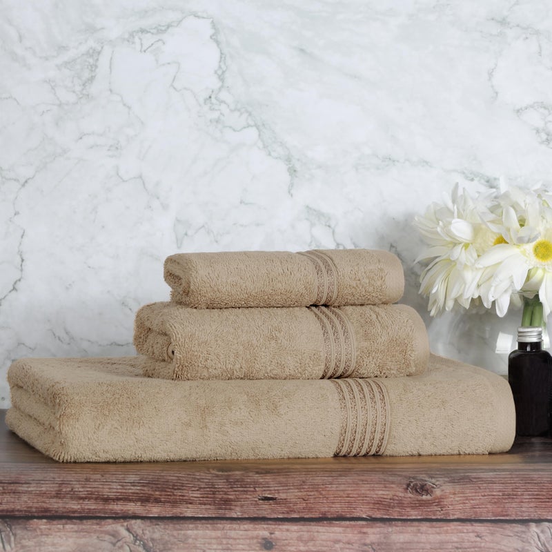 سوبيريور مناشف مصرية ساحة من المناشف المصرية من 3 قطع المناشف الأساسية للحمام ديكور المنزل ضيف شقة دش دش شقة 1 وجه 1 اليد 1 منشفة حمام غسلها سريع الجافة - Image 2