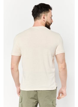 DeFacto Men Crew Neck Short Sleeve Graphic Print T-Shirt, Beige  - Image 3
