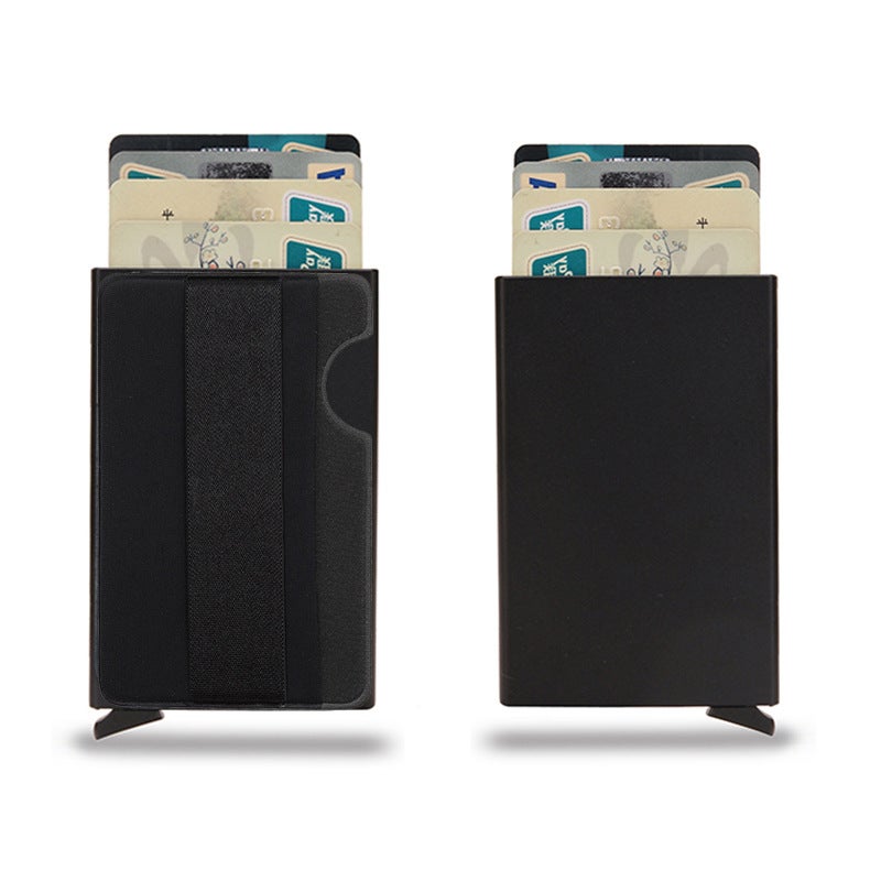 Rfid Card Holder with Multiple Card Slots, Metal Card Holder, Aluminum Alloy Letter, Card Box with Automatic Pop-Up Aluminum Box, Card Holder, Portable - Image 1