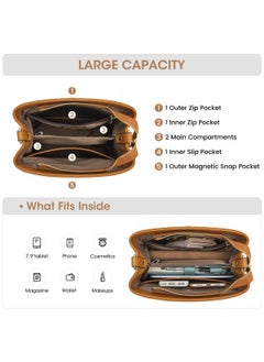 Kattee Leather Handbags For Women Soft Shoulder Tote Bucket Bags Crossbody Purses With 2 Straps Brown  - Image 5