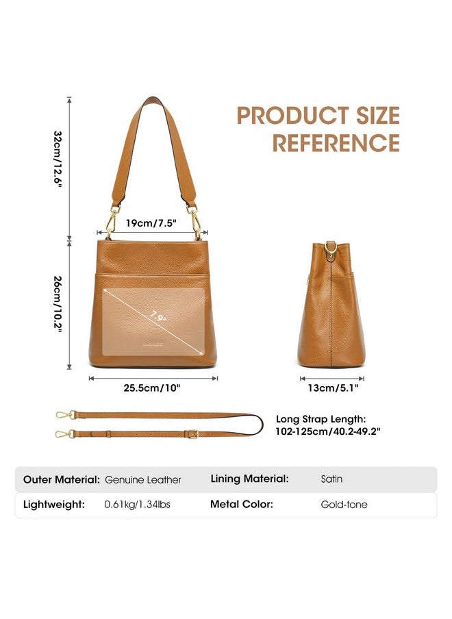 Leather Handbags For Women Soft Shoulder Tote Bucket Bags Crossbody Purses With 2 Straps Brown - pzsku/Z11C1ACC7A8A628D71BD4Z/45/_/1714994945/af64cfd7-83de-4a99-ba61-b4f3e9caf64a