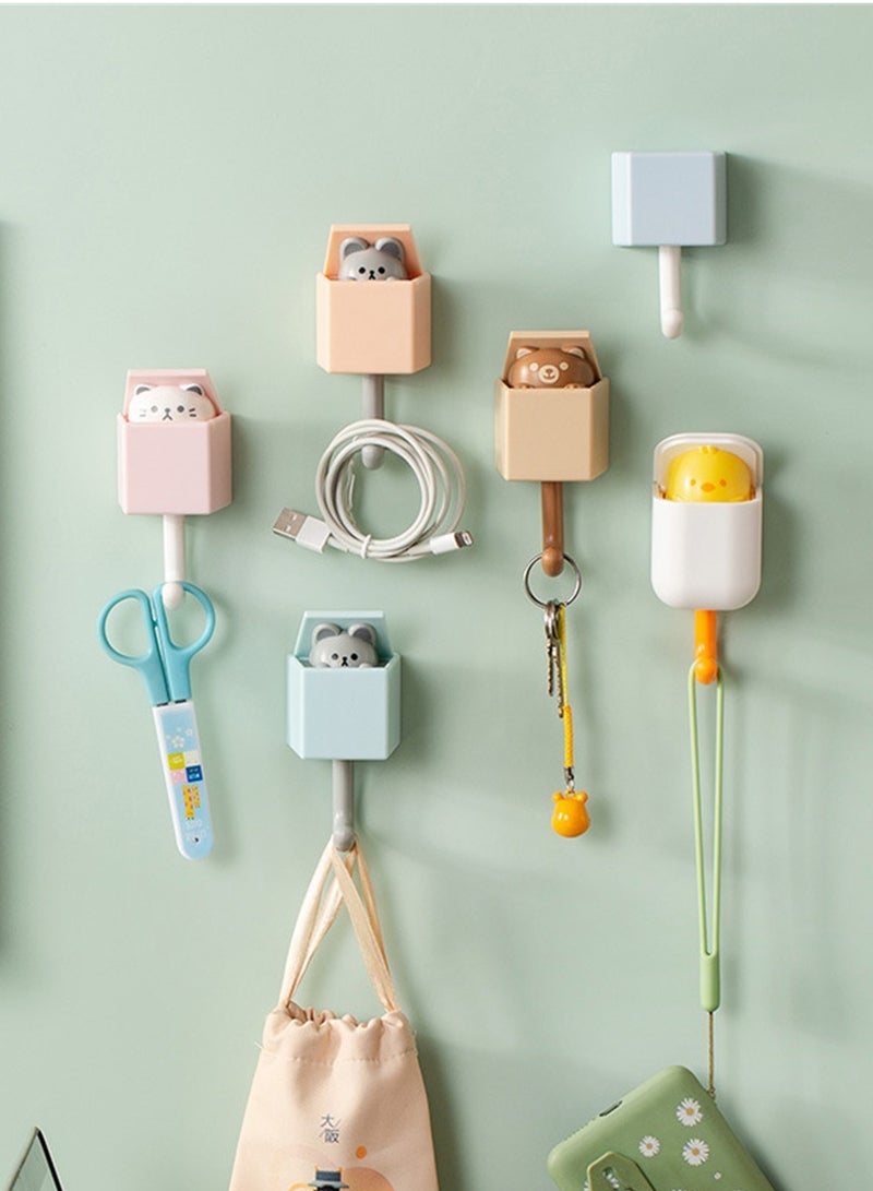 6pcs Cartoon cute hooks traceless strong adhesive hooks no punching clothes hooks hooks on the wall behind the door key hooks - Image 4