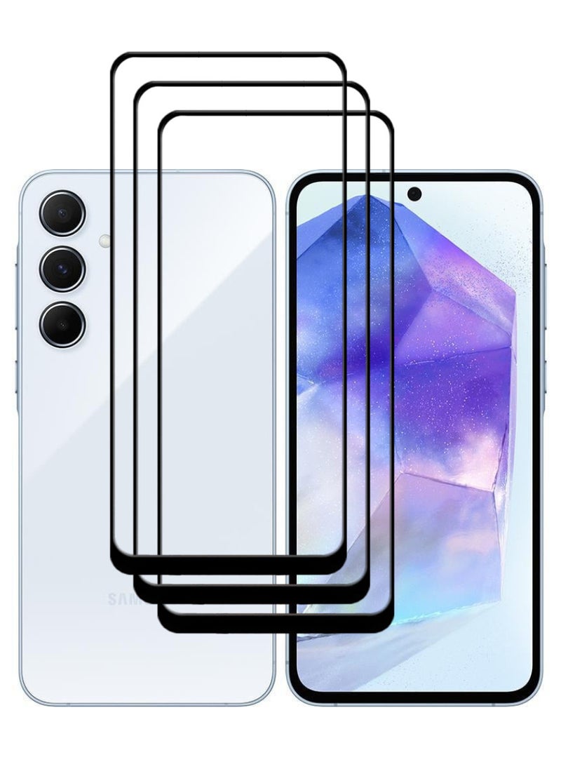 ACLIX 3 Pieces Antistatic ESD Dustproof Premium Quality High Definition Tempered Glass Screen Protector Designed For Samsung Galaxy A55 - Image 1
