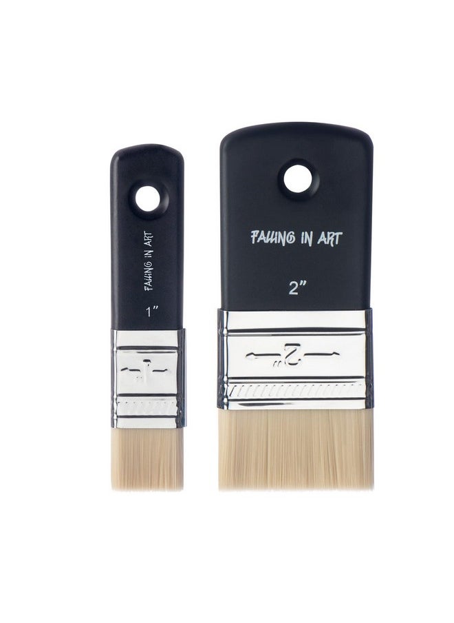 Falling In art - 2Pcs Flat Paddle Paint Brush, Scale Brush For Oil And Acrylic Paints(1 Inch, 2Inch) - Image 1