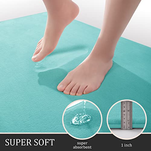 YIHOUSE Bathroom Rug Set 5 Piece Memory Foam Bath Mat Set Super Absorbent Bath Mats for Floor NonSlip Washable Bathroom Rugs Dry Quickly Bath Rugs Teal - Image 3