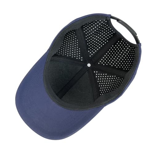 VOBOOM Men Quick Dry Baseball Cap Laser Cut Mesh Ball Curved Brim Snapback Hat (Navy Blue) - Image 5
