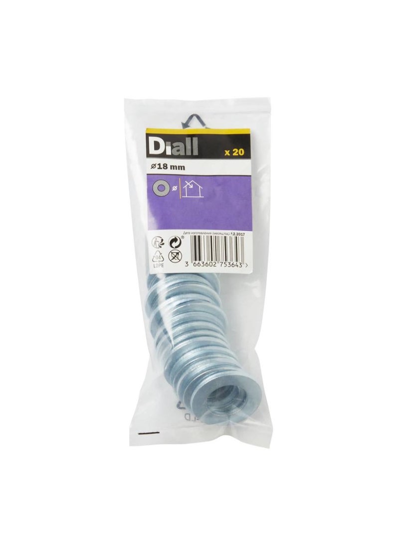 Generic Carbon Steel Medium Flat Washer Pack M18 20 Piece 