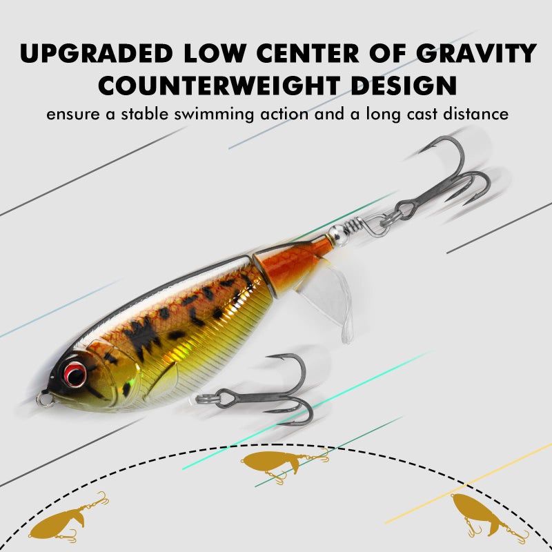 TRUSCEND Fishing Lures for Bass Trout Double Floating Rotating Tail Whopper Swimbaits Bass Lures Freshwater Saltwater Bass Fishing Plopper Lures Kit Lifelike Teasers Fishing Gifts for Men - Image 4